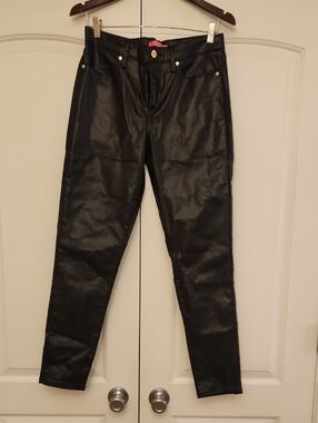 Lilly Pulitzer Black Faux-Leather High-Rise Trousers